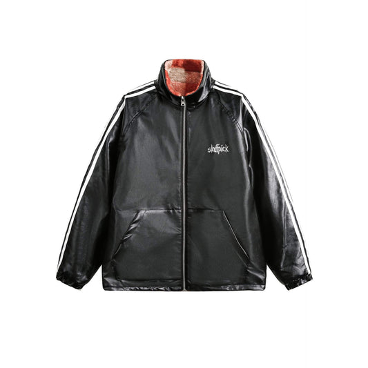 Reversible Leather Plaid Jacket