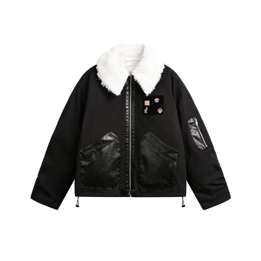 Shearling Collar Bomber Jacket